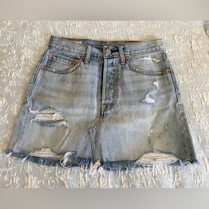 Levi's Light Blue Distressed Denim Skirt